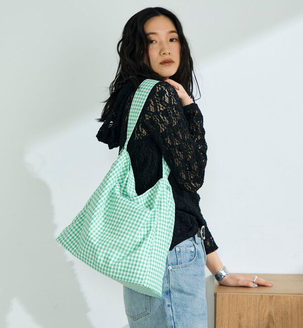 fredy emue「ストライプ/ギンガムワンショルバッグ」|ショルダー・メッセンジャー|グリーン系その他