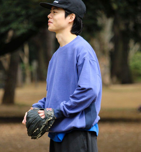 GLOSTER「【一枚でサマになる】ブークレ配色ラインプルオーバー」|Tシャツ・カットソー|ネイビー