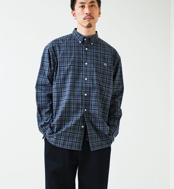 GLOSTER「【BOY ASTLAD刺繍】ボタンダウンシャツ ストライプ/チェック」|シャツ・ブラウス|ブラック系その他