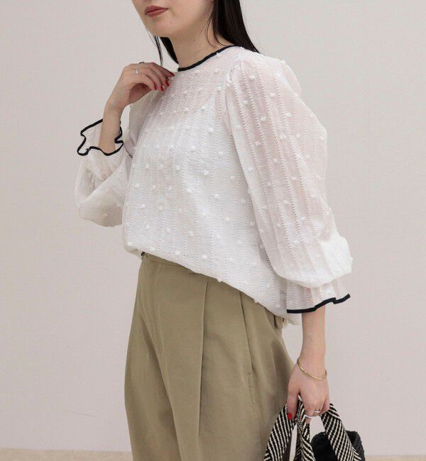 fredy emue「【大人気シリーズの最新作】バック釦配色ギャザーブラウス」|シャツ・ブラウス|