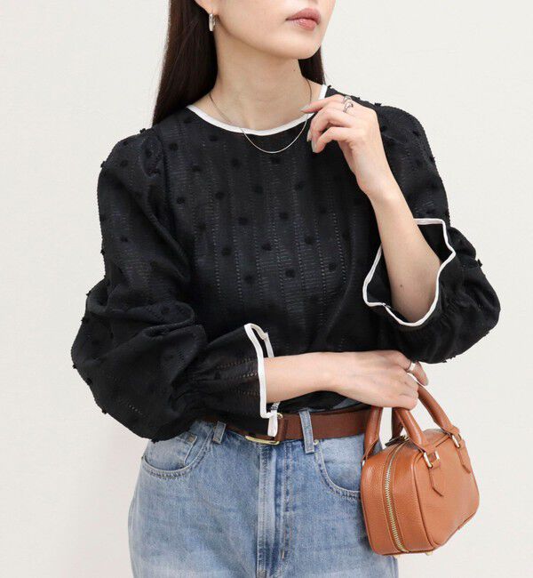 fredy emue「【大人気シリーズの最新作】バック釦配色ギャザーブラウス」|シャツ・ブラウス|