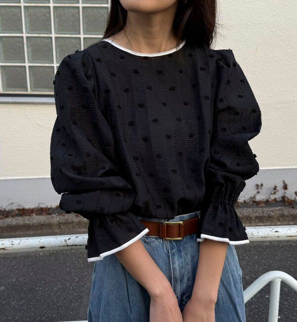 fredy emue「【大人気シリーズの最新作】バック釦配色ギャザーブラウス」|シャツ・ブラウス|