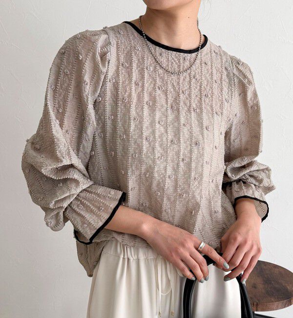 fredy emue「【大人気シリーズの最新作】バック釦配色ギャザーブラウス」|シャツ・ブラウス|