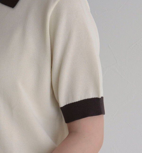 fredy emue「【接触冷感】配色ポロ衿半袖ニットプルオーバー」|ニット・セーター|