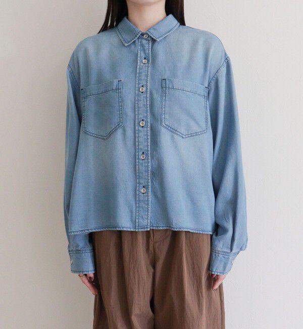fredy emue「とろみデニムクロップドシャツ」|シャツ・ブラウス|