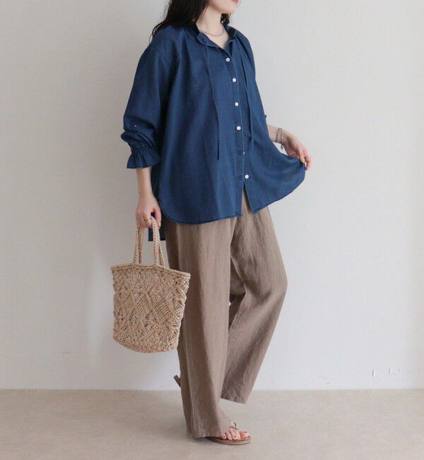 fredy emue「シアーデニムフリルカラーブラウス」|シャツ・ブラウス|