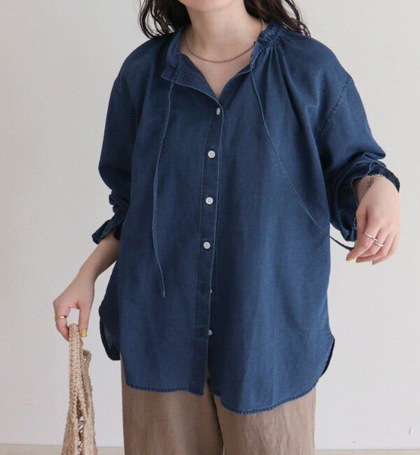 fredy emue「シアーデニムフリルカラーブラウス」|シャツ・ブラウス|