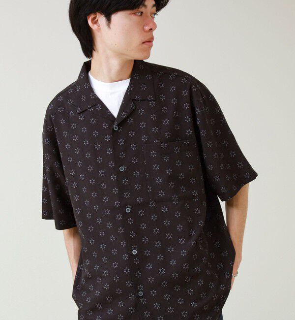 GLOSTER「【選べる6柄】オールオーバーパターン 半袖オープンカラーシャツ」|シャツ・ブラウス|ブラック系その他