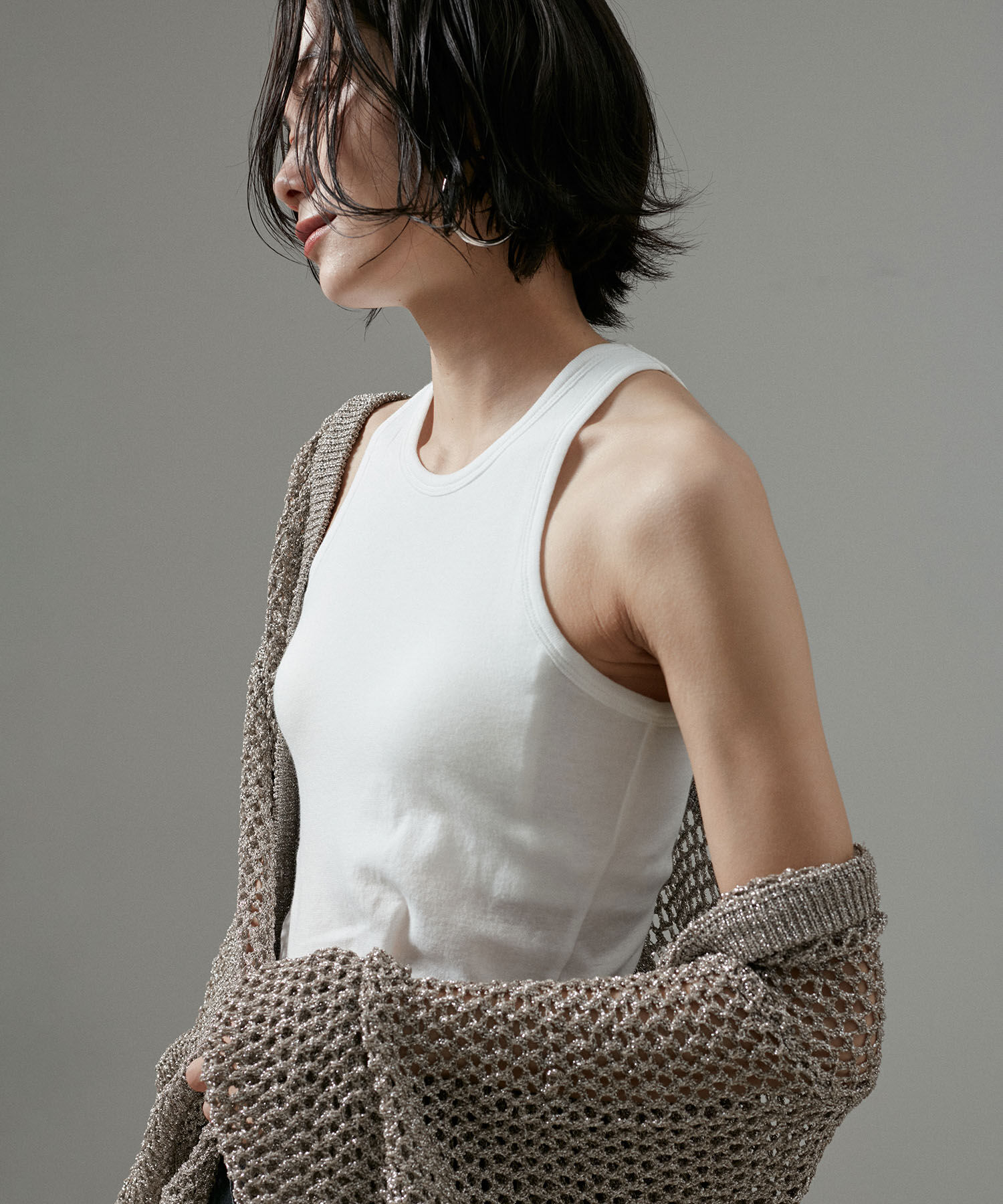 SALON adam et rope'「【Smile Cotton】カップ付きアメリカンスリーブタンクトップ」|タンクトップ|ホワイト(10)