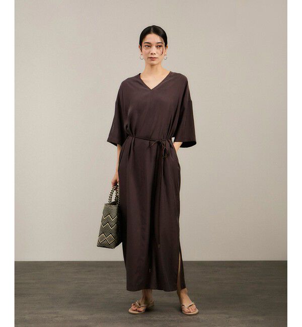 SALON adam et rope'「キュプラツイルVネックワンピース」|ワンピース|ブラウン系(22)