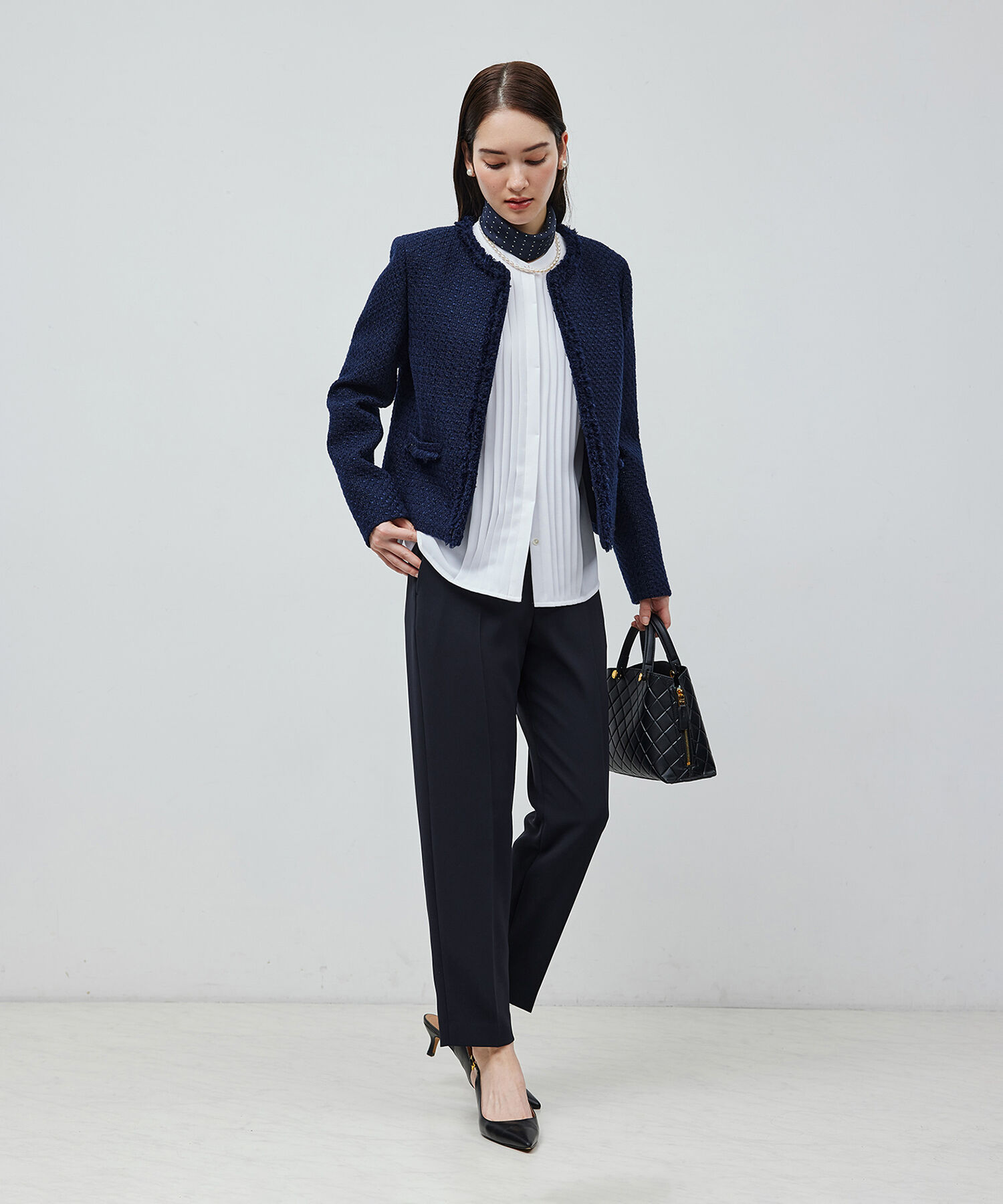 ROPE「トリアセテートダブルクロス サイドゴムテーパードパンツ【セレモニー/通勤対応】【洗える】」|その他|