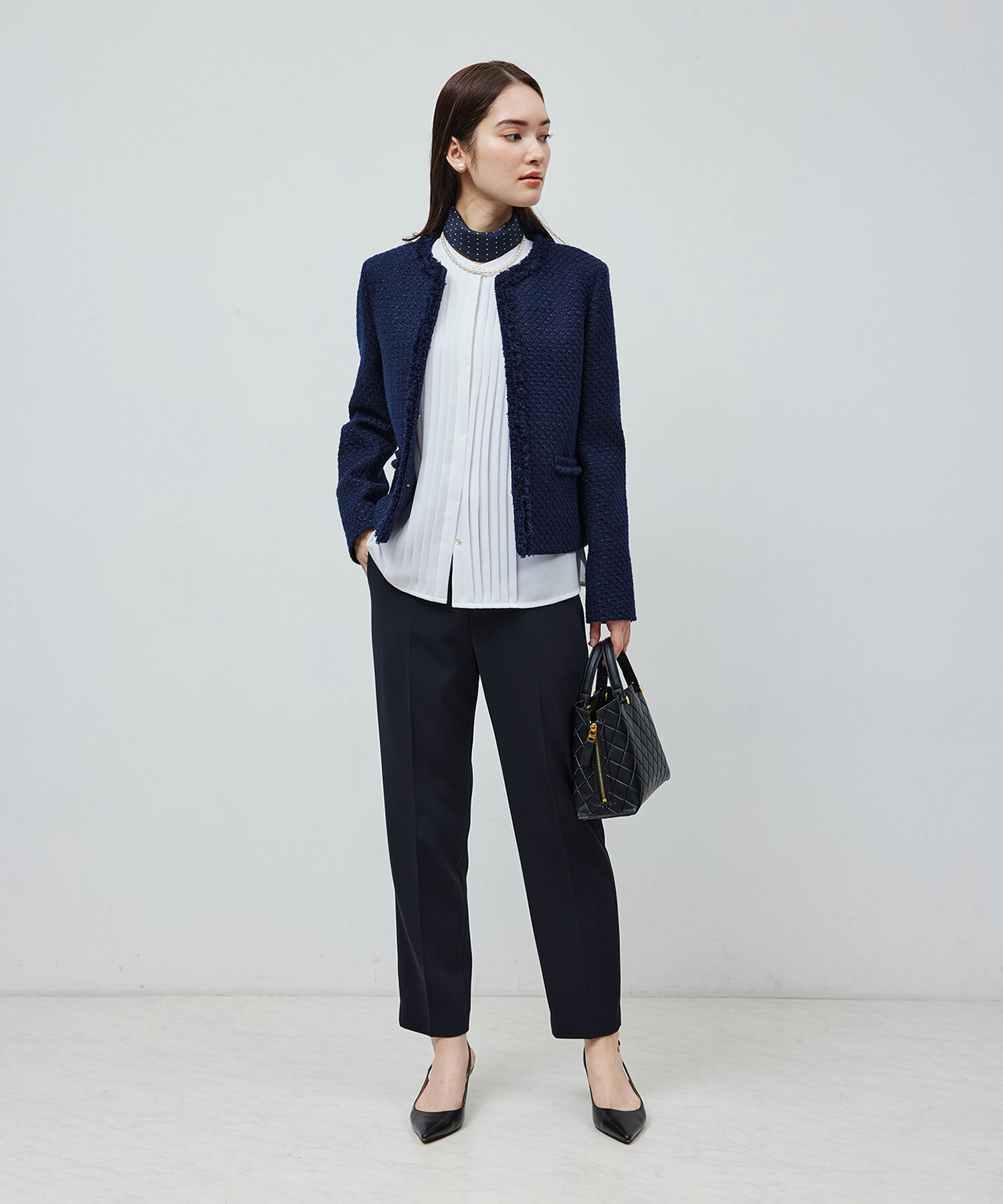 ROPE「トリアセテートダブルクロス サイドゴムテーパードパンツ【セレモニー/通勤対応】【洗える】」|その他|