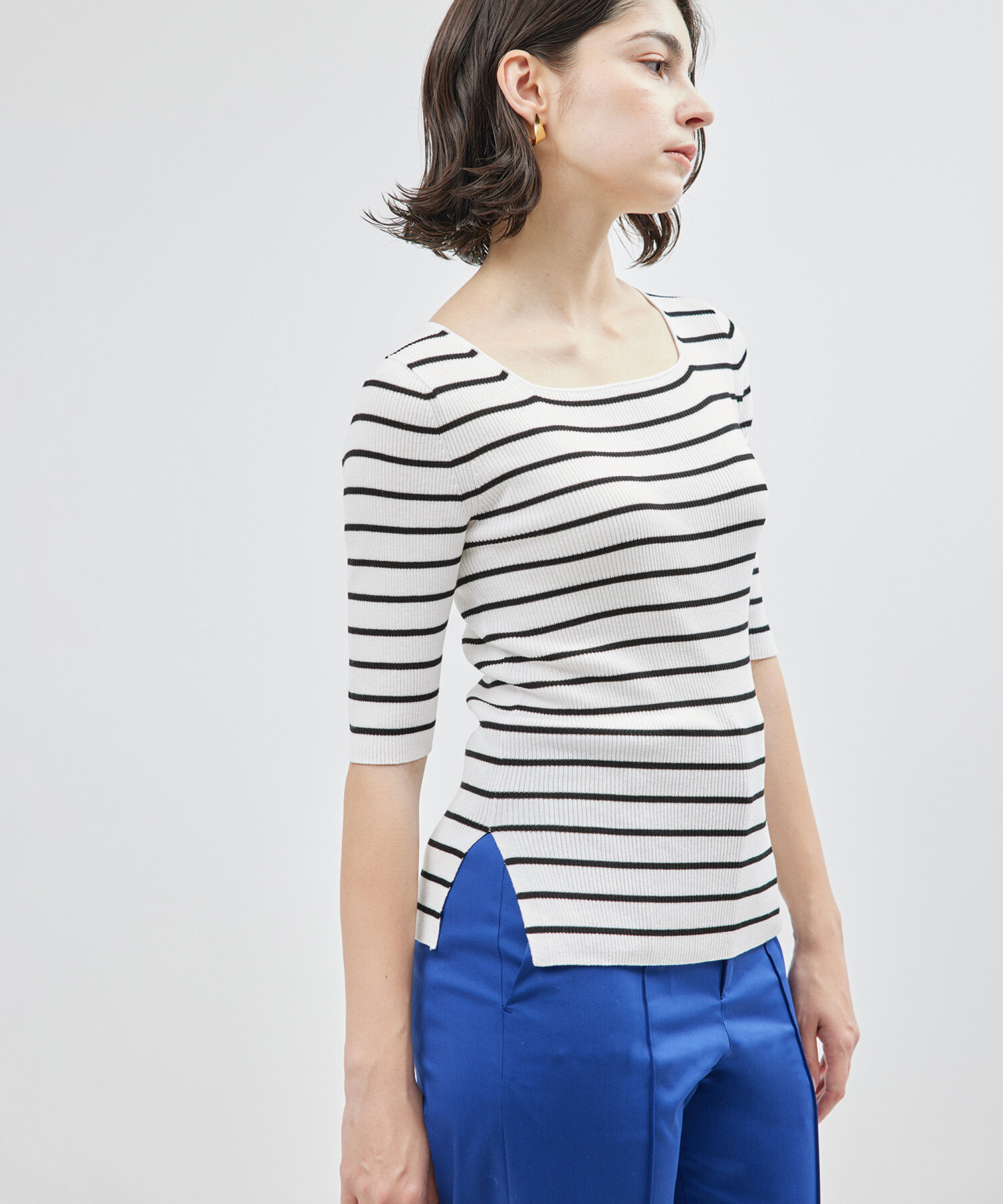 ROPE「【洗える】シルクプロテイン5分袖ニット【メディア掲載】」|Tシャツ・カットソー|キナリ系(17)