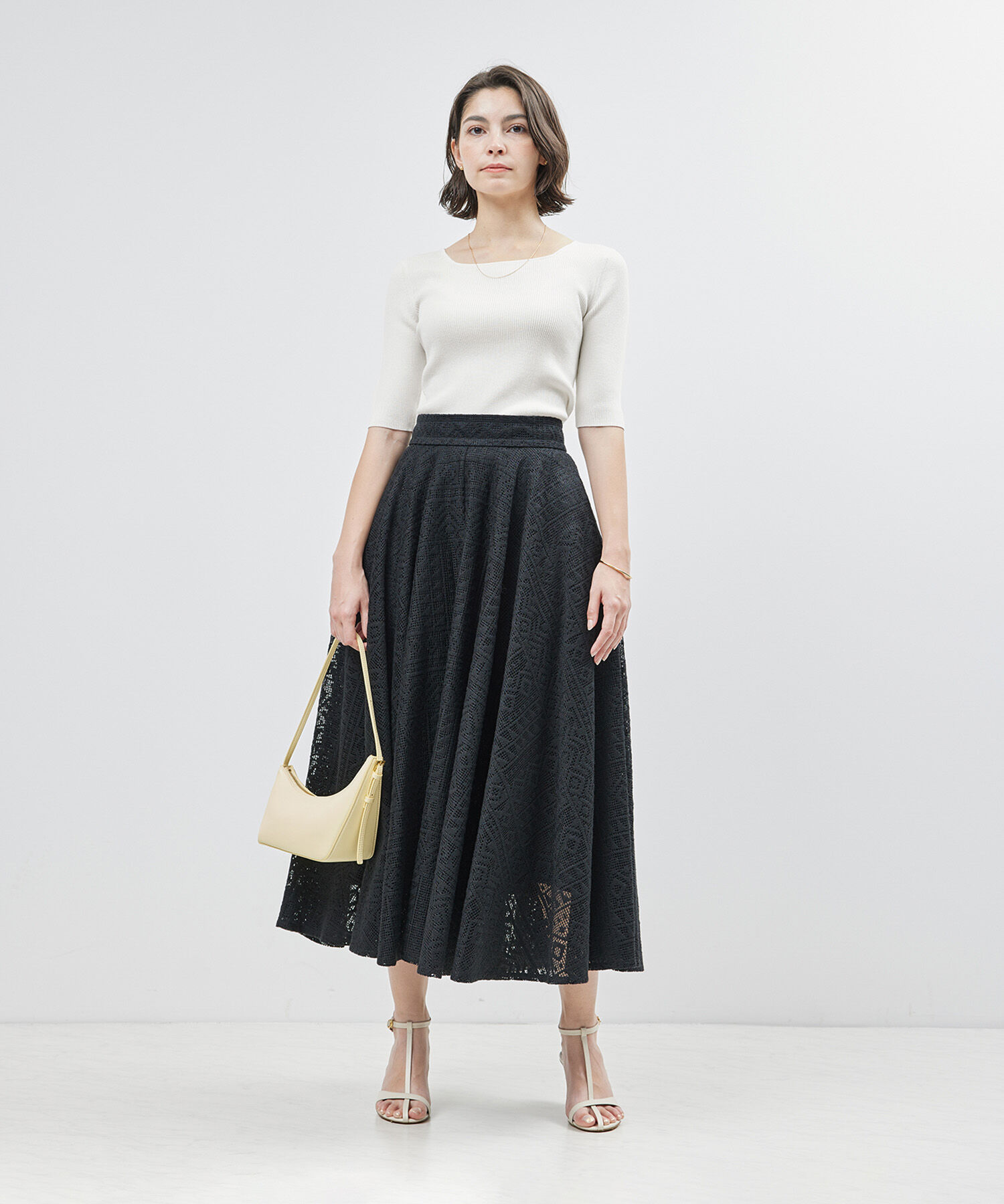 ROPE「【洗える】シルクプロテイン5分袖ニット【メディア掲載】」|Tシャツ・カットソー|