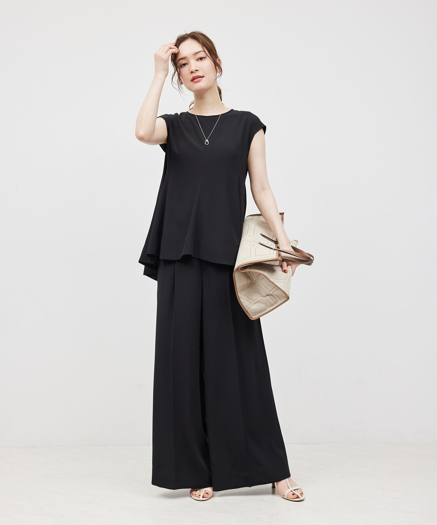 ROPE「トリアセバックサテンワイドパンツ/セットアップ対応【メディア掲載】」|その他|