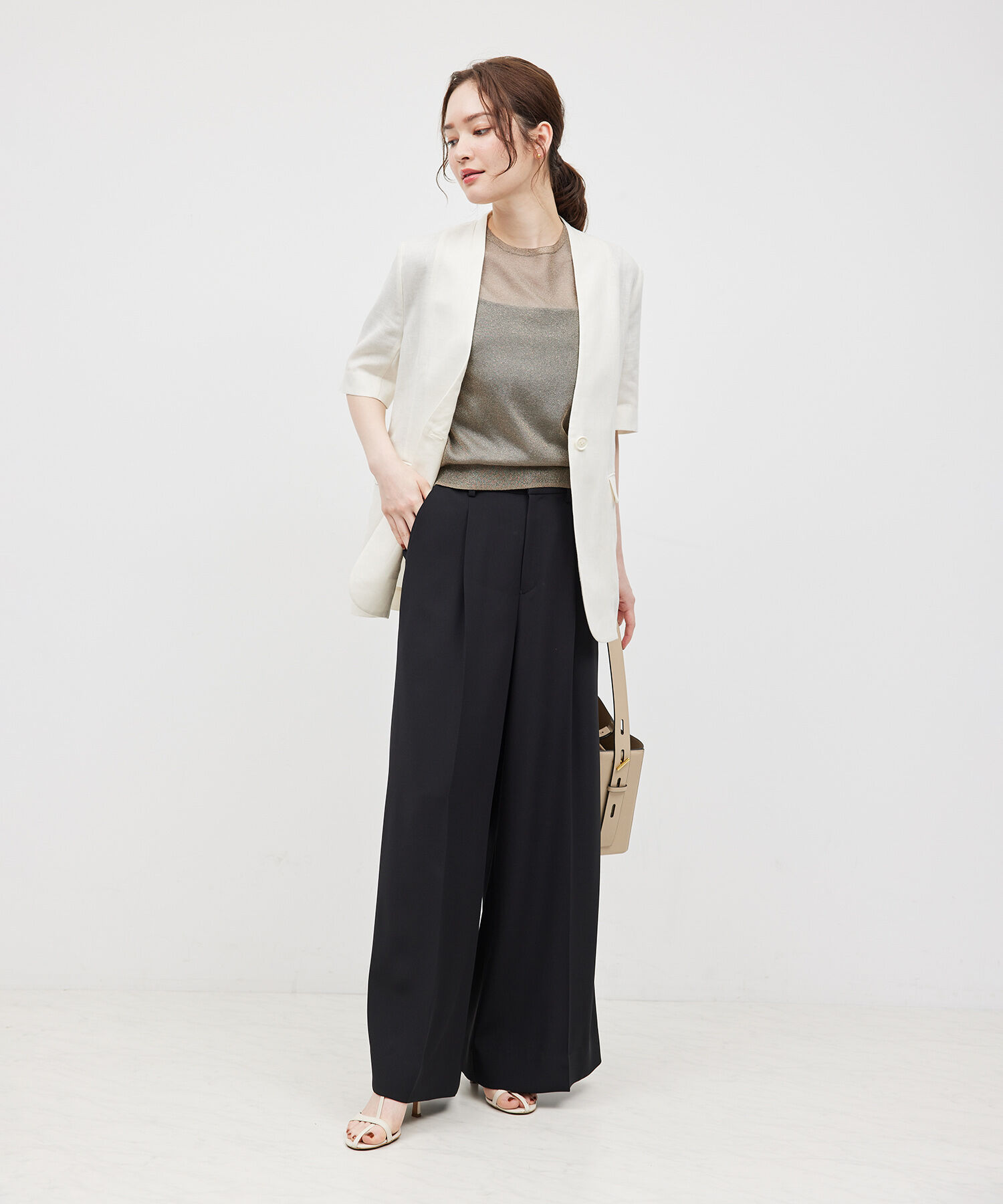 ROPE「トリアセバックサテンワイドパンツ/セットアップ対応【メディア掲載】」|その他|