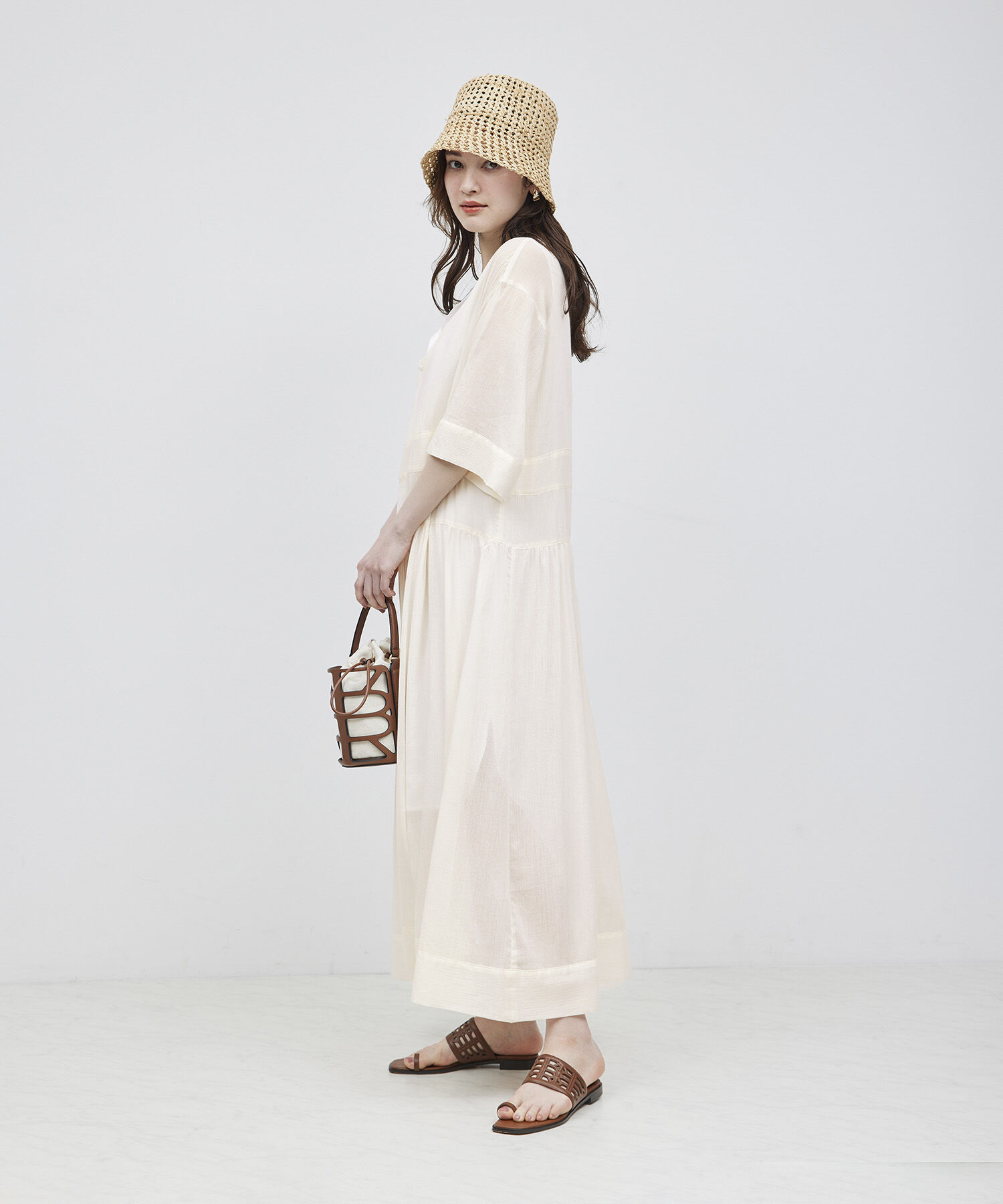 ROPE「シャドーストライプ/楊柳 レイヤードワンピース」|ワンピース|