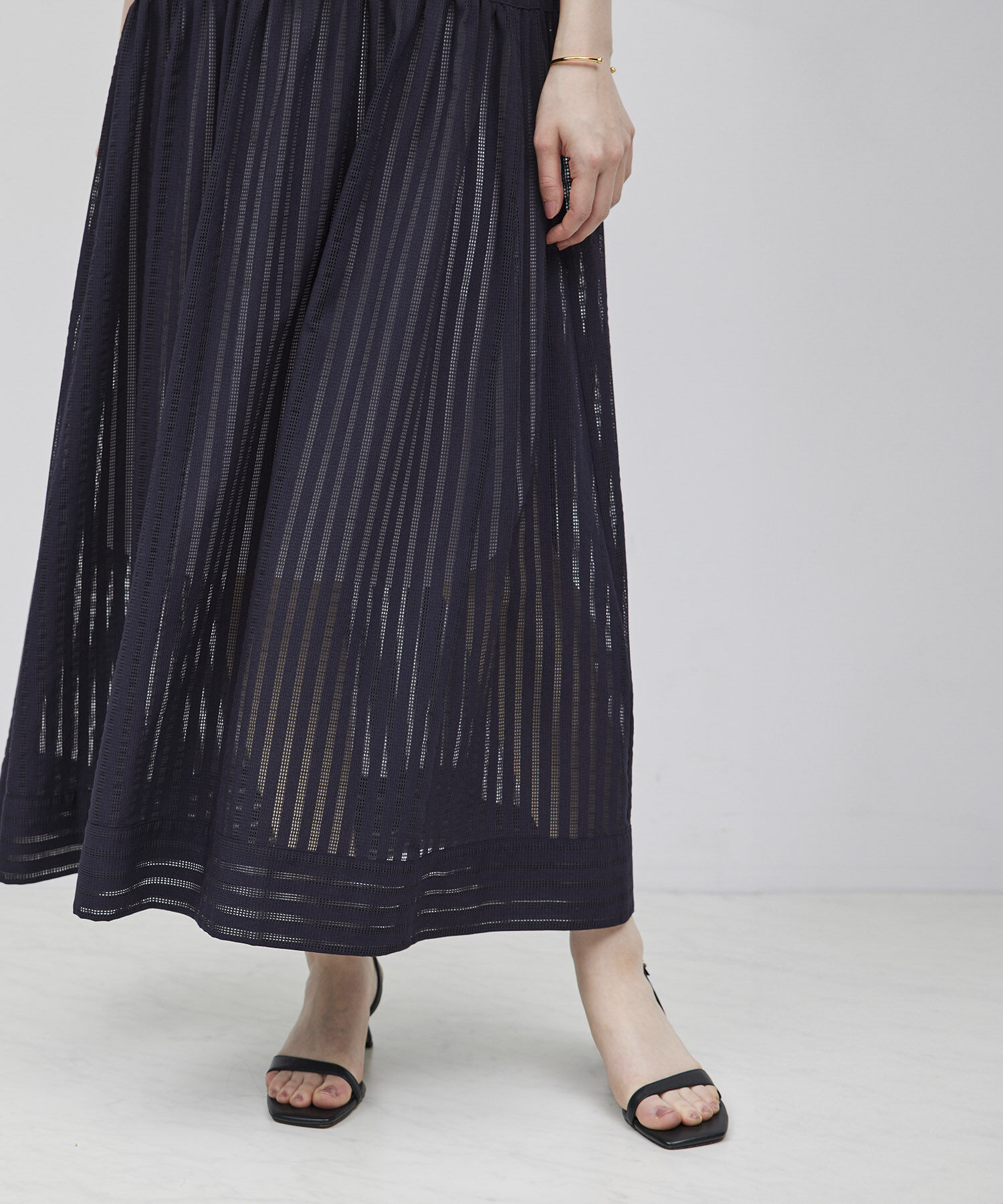 ROPE「シャドーストライプ/楊柳 レイヤードワンピース」|ワンピース|