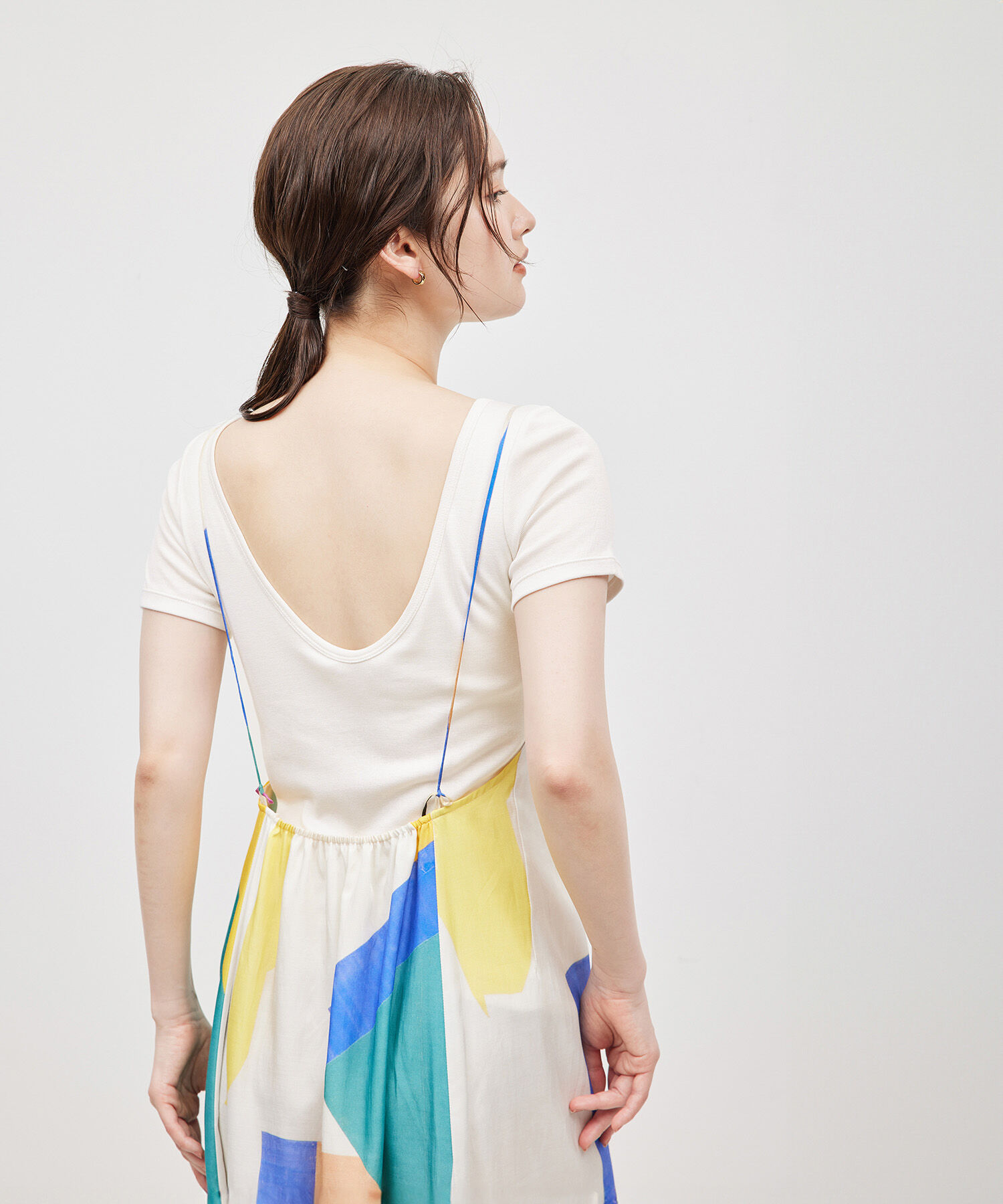 ROPE「コットンシルク丸胴フライスカップ付き半袖カットソー」|Tシャツ・カットソー|