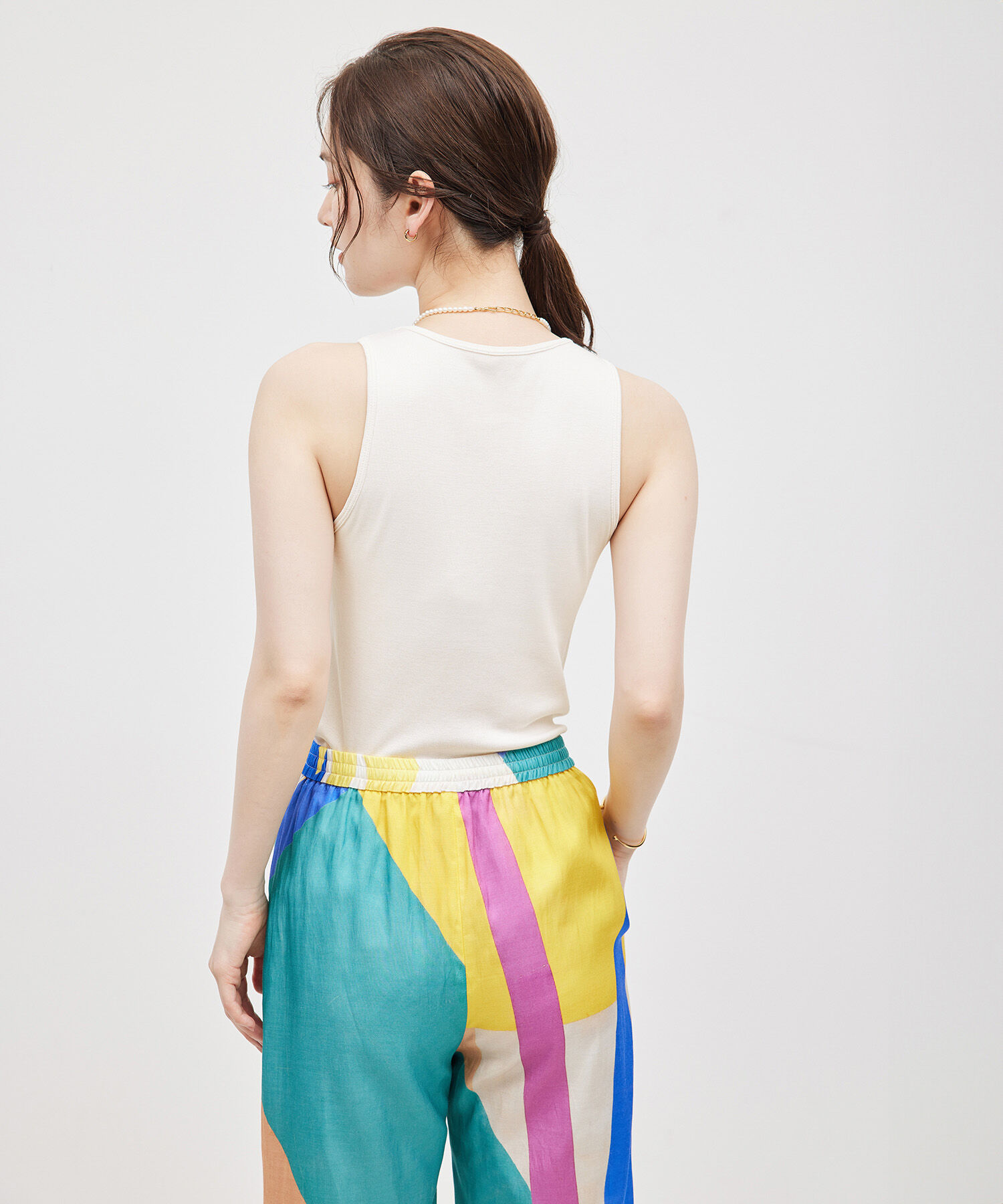 ROPE「コットンシルク丸胴フライスカップ付きアメスリタンクトップ」|タンクトップ|