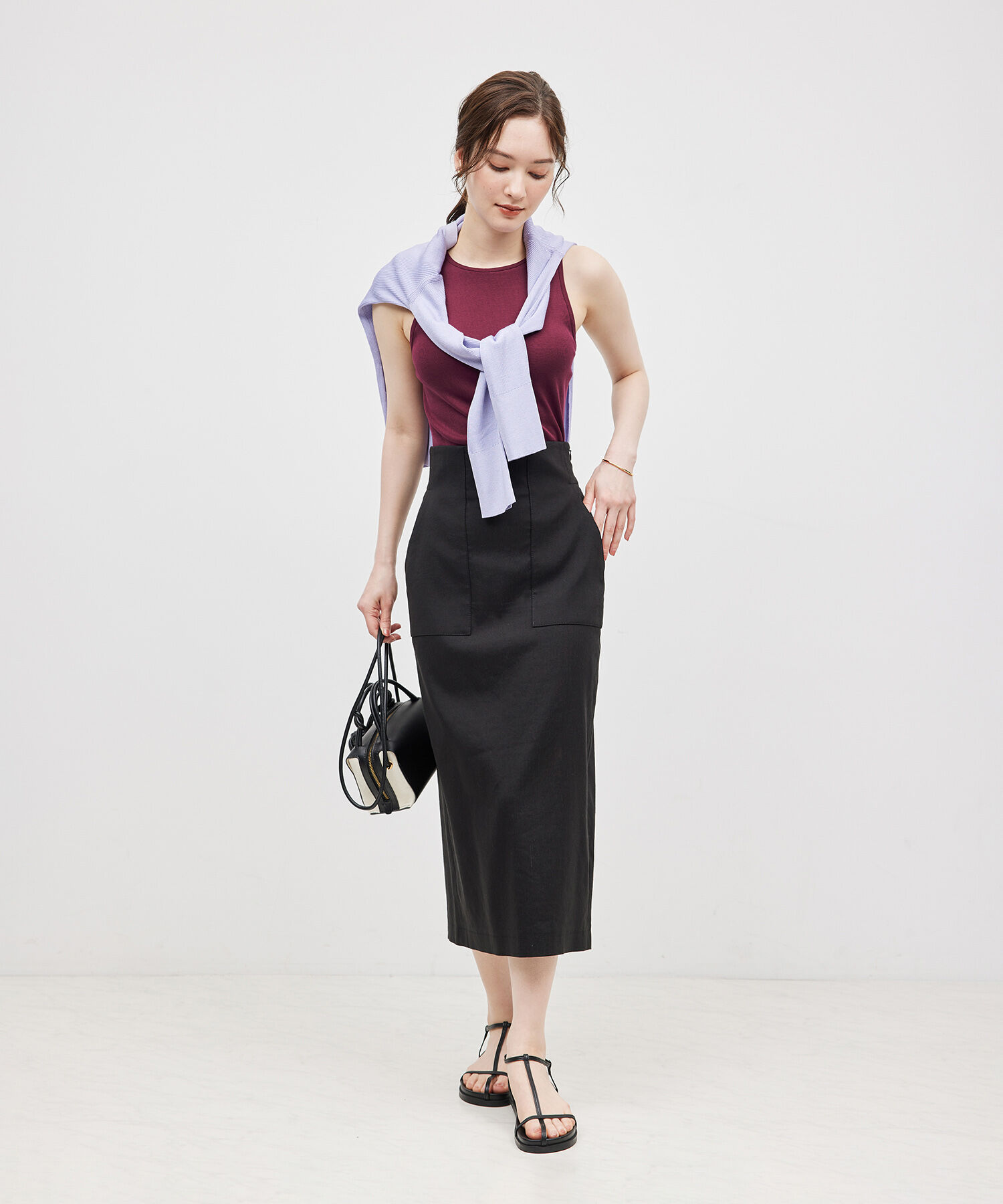 ROPE「コットンシルク丸胴フライスカップ付きアメスリタンクトップ」|タンクトップ|