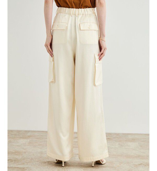 ROPE「【洗える】シャイニーサテンパンツ/一部セットアップ対応」|カーゴ|