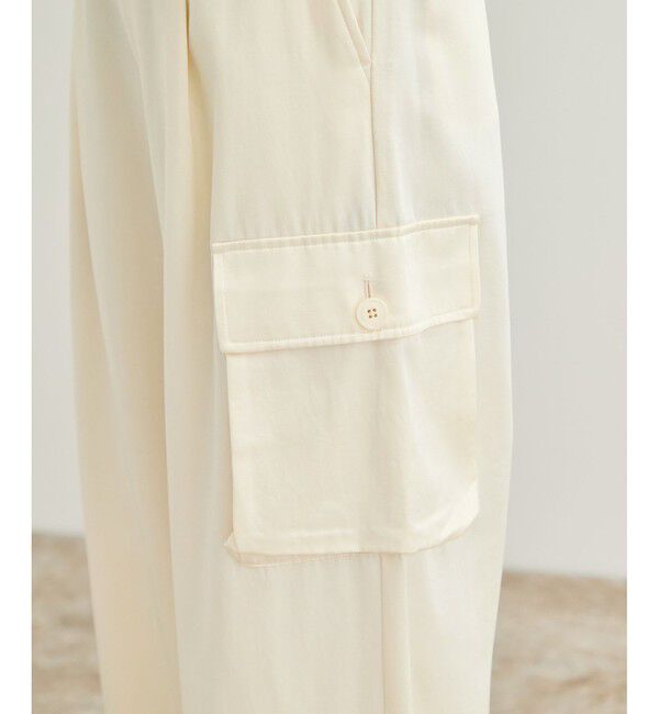 ROPE「【洗える】シャイニーサテンパンツ/一部セットアップ対応」|カーゴ|