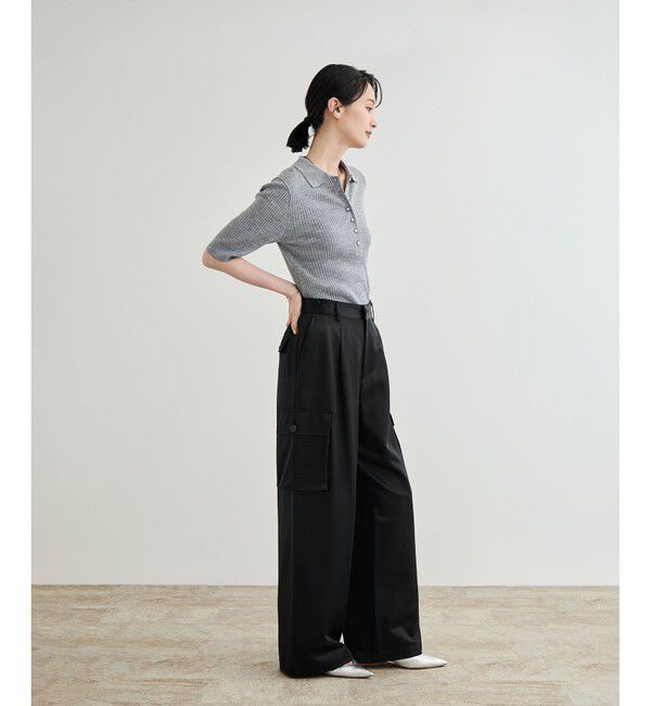 ROPE「【洗える】シャイニーサテンパンツ/一部セットアップ対応」|カーゴ|
