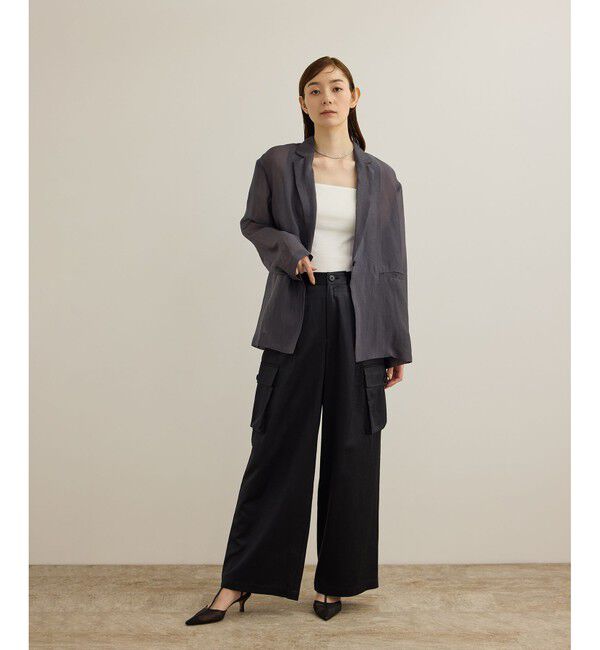 ROPE「【洗える】シャイニーサテンパンツ/一部セットアップ対応」|カーゴ|