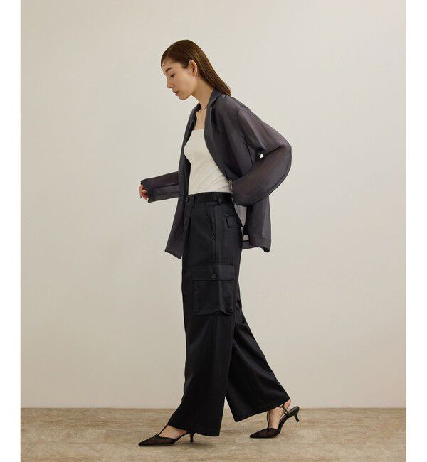 ROPE「【洗える】シャイニーサテンパンツ/一部セットアップ対応」|カーゴ|