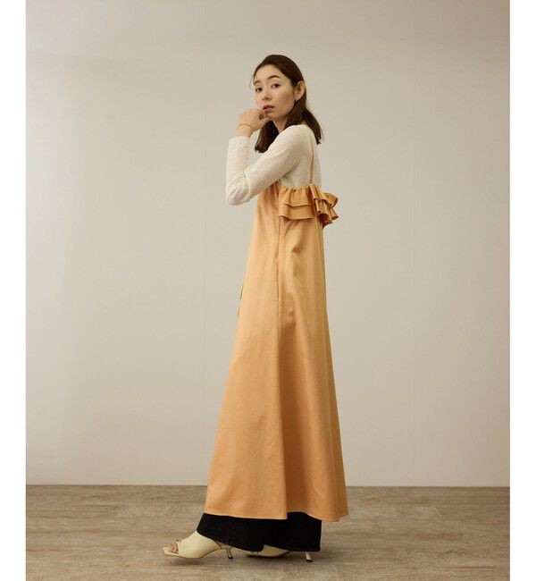ROPE「【洗える】シャイニーサテンキャミワンピース」|ドレス|