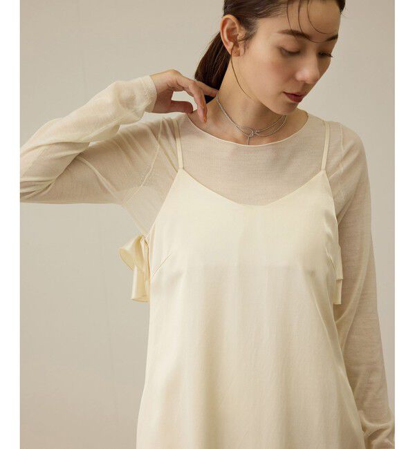 ROPE「【洗える】シャイニーサテンキャミワンピース」|ドレス|