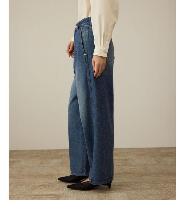 ROPE「【洗える】ワンタック ワイドデニムパンツ」|デニム|