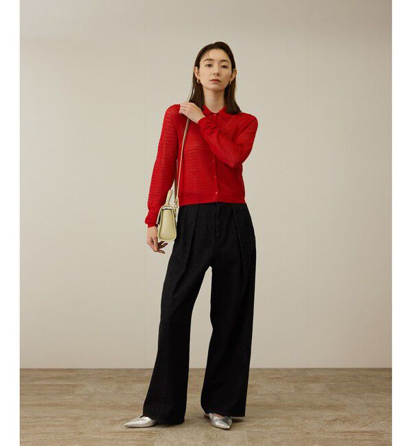 ROPE「【洗える】ワンタック ワイドデニムパンツ」|デニム|