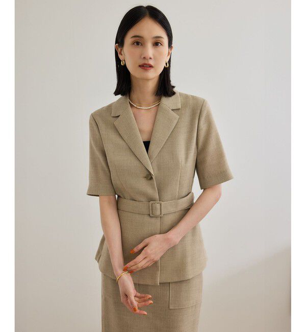 ROPE「リネンライク ベルテッドジャケット/セットアップ対応」|テーラードジャケット|