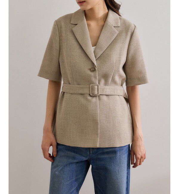 ROPE「リネンライク ベルテッドジャケット/セットアップ対応」|テーラードジャケット|