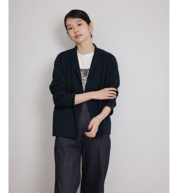 ROPE「ミラノリブ ニットダブルジャケット/イージーケア」|テーラードジャケット|