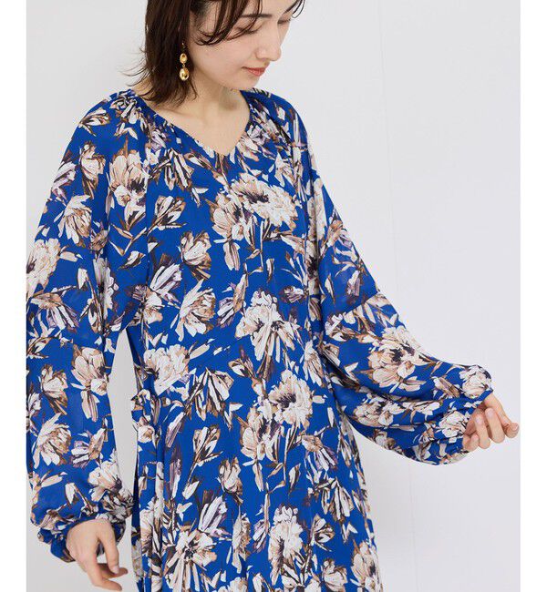 ROPE「シアープリントボリュームスリーブワンピース」|ワンピース|