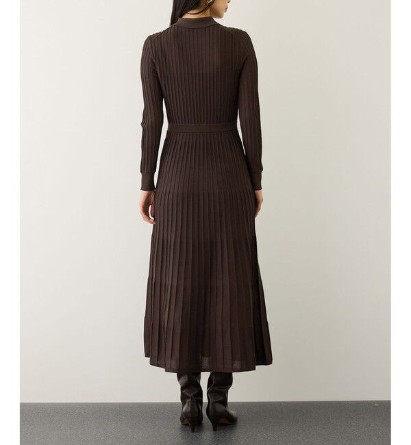 ROPE「パールボタンポロニットワンピース/イージーケア」|ドレス|