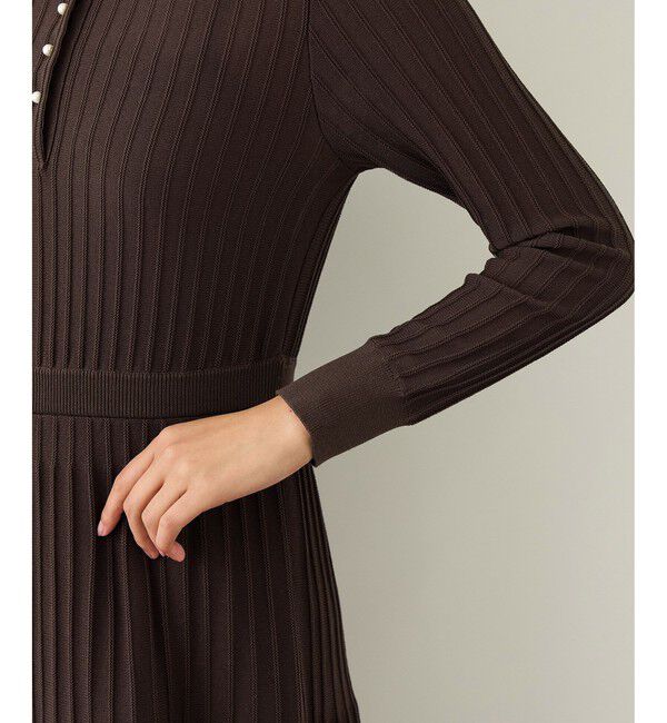 ROPE「パールボタンポロニットワンピース/イージーケア」|ドレス|