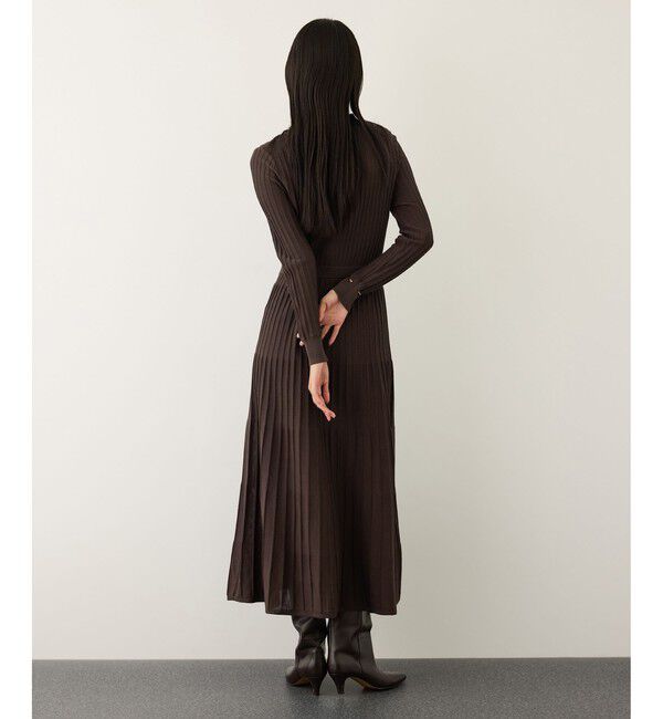 ROPE「パールボタンポロニットワンピース/イージーケア」|ドレス|