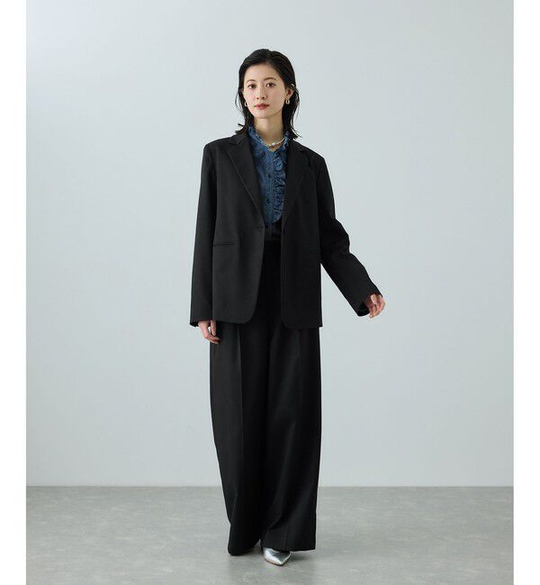 ROPE「トリアセツイル シングルテーラードジャケット(デニムライク)/セットアップ対応」|テーラードジャケット|