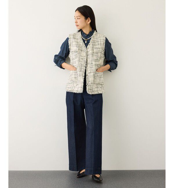 ROPE「テンセルデニムストレートワイドパンツ/セットアップ対応・イージーケア」|デニム|