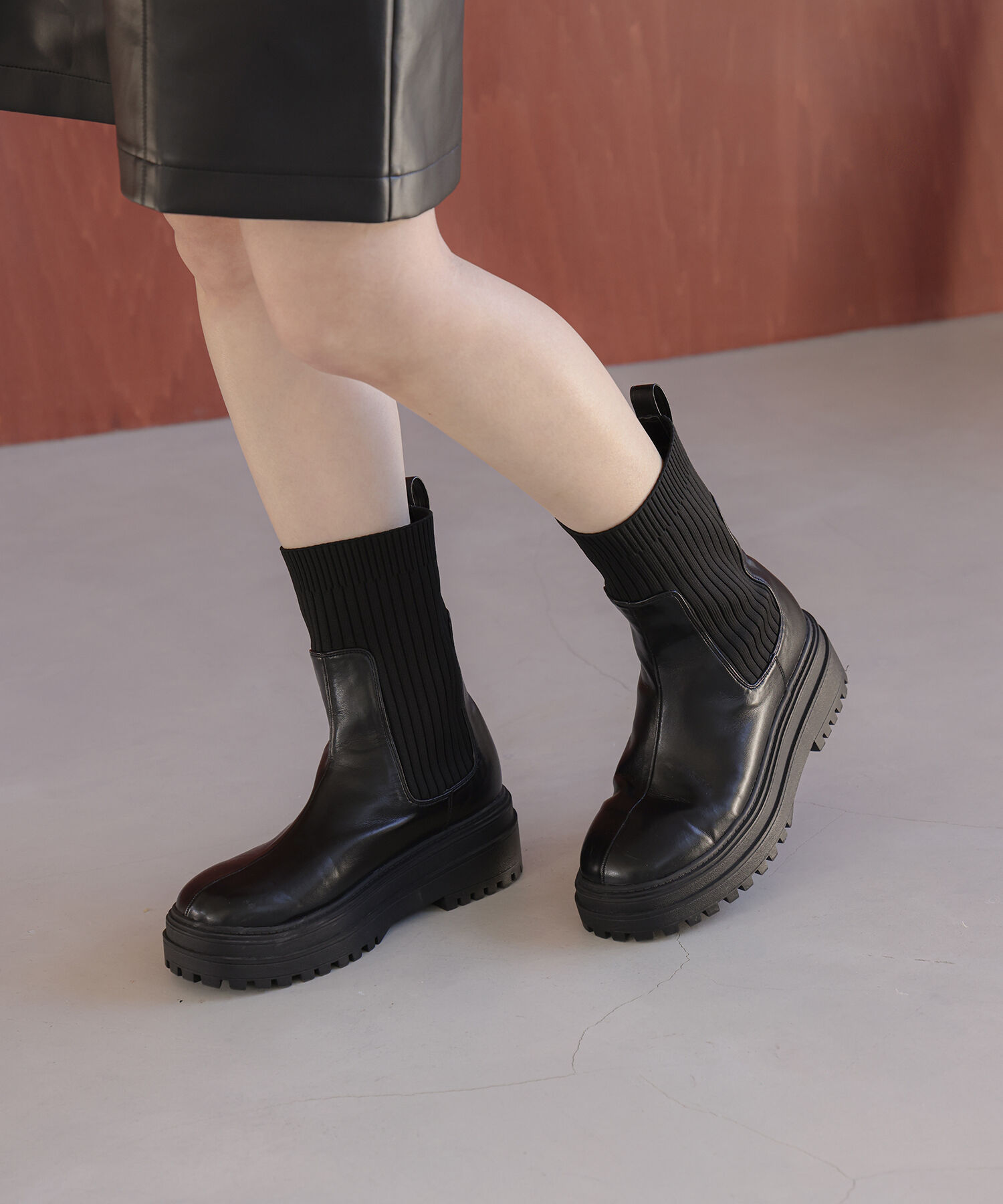 Juze「【抗菌防臭】タンクソールサイドニットブーツ」|その他|