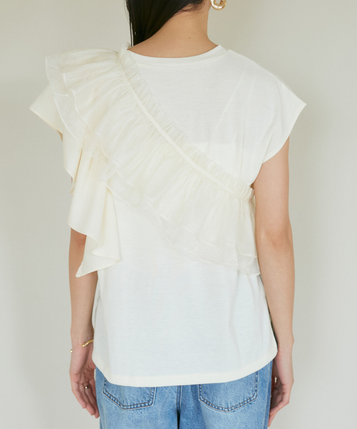 VIS「【SET】サッシュ付きフリルドッキングプルオーバー」|Tシャツ・カットソー|