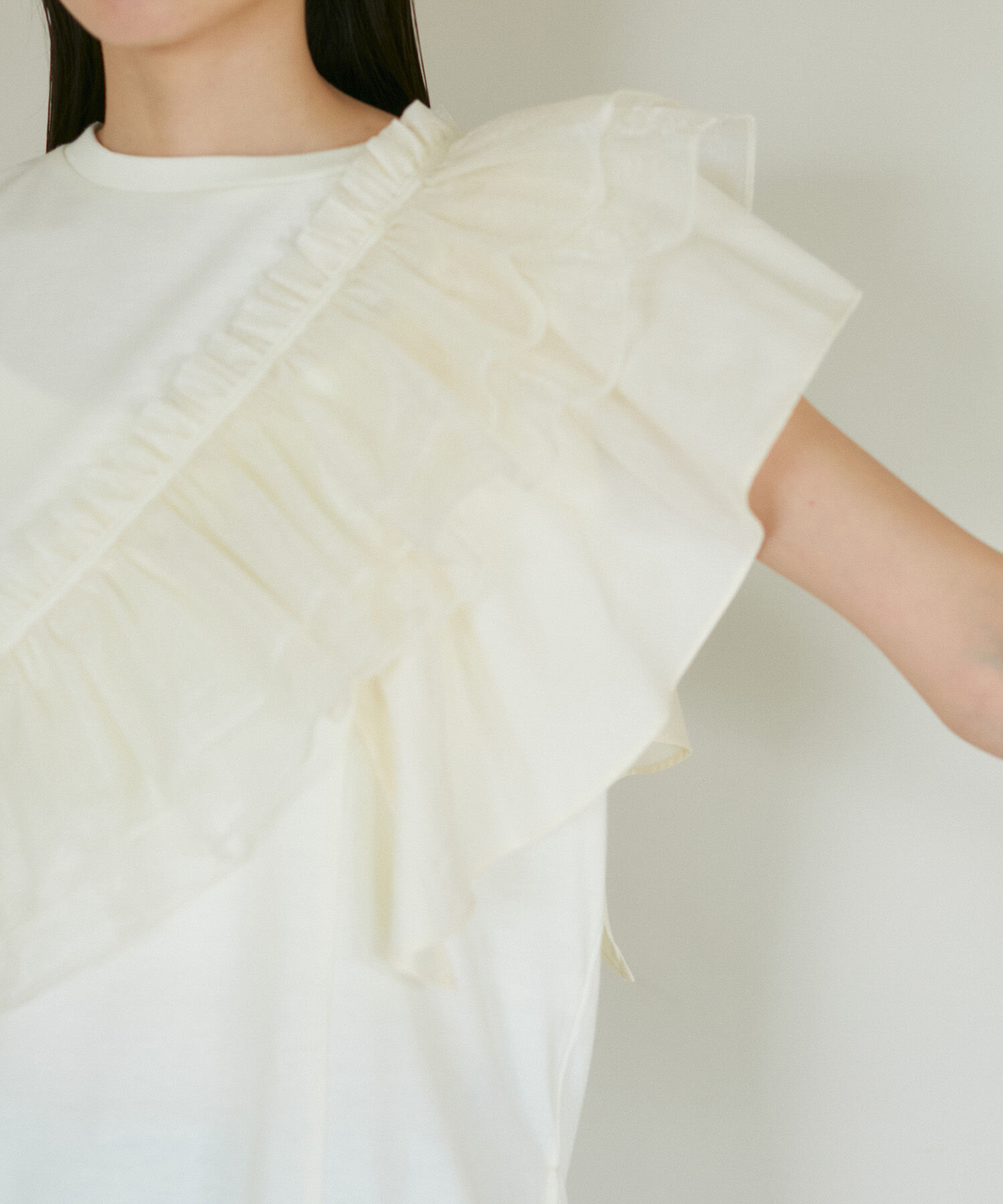 VIS「【SET】サッシュ付きフリルドッキングプルオーバー」|Tシャツ・カットソー|