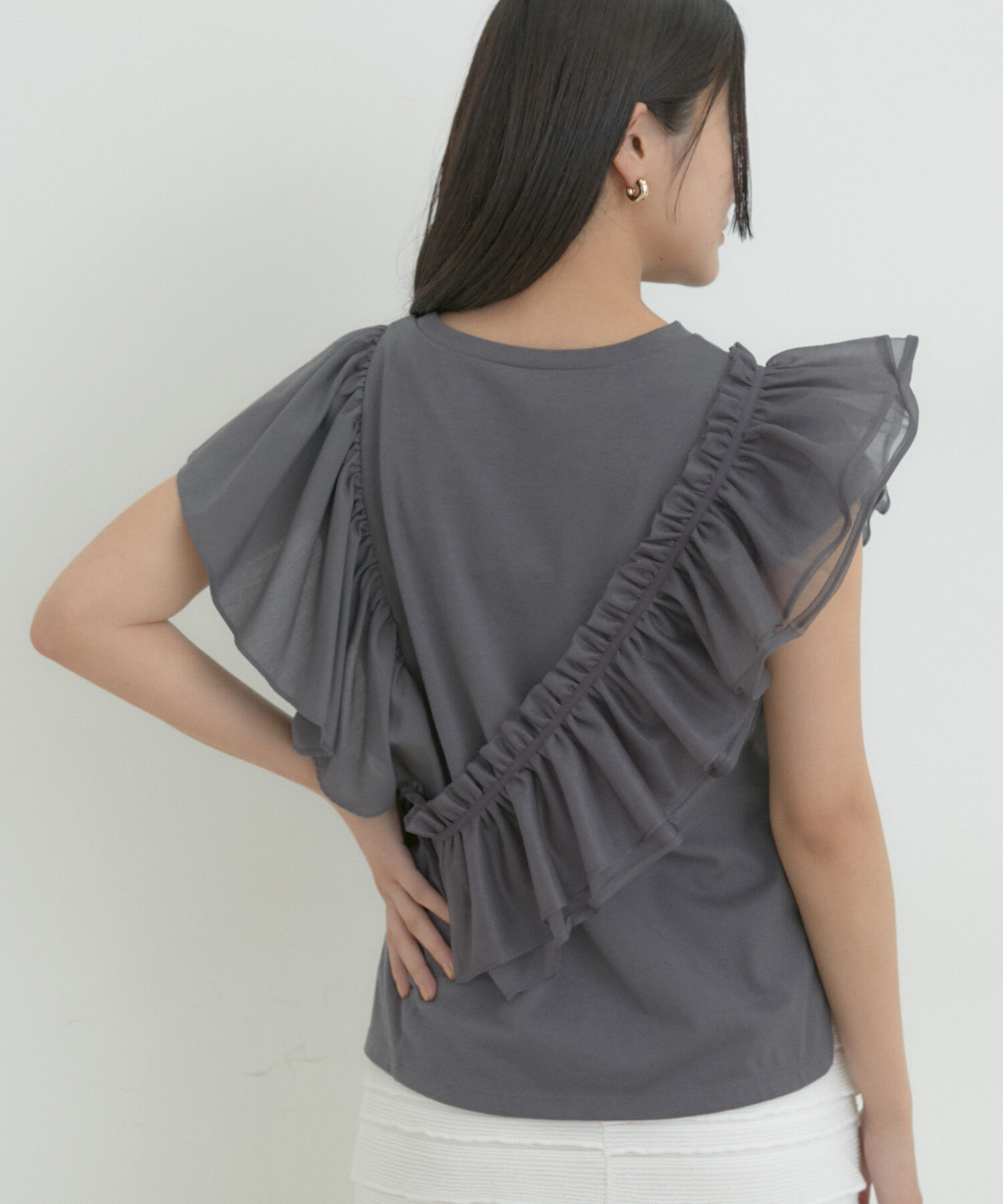 VIS「【SET】サッシュ付きフリルドッキングプルオーバー」|Tシャツ・カットソー|