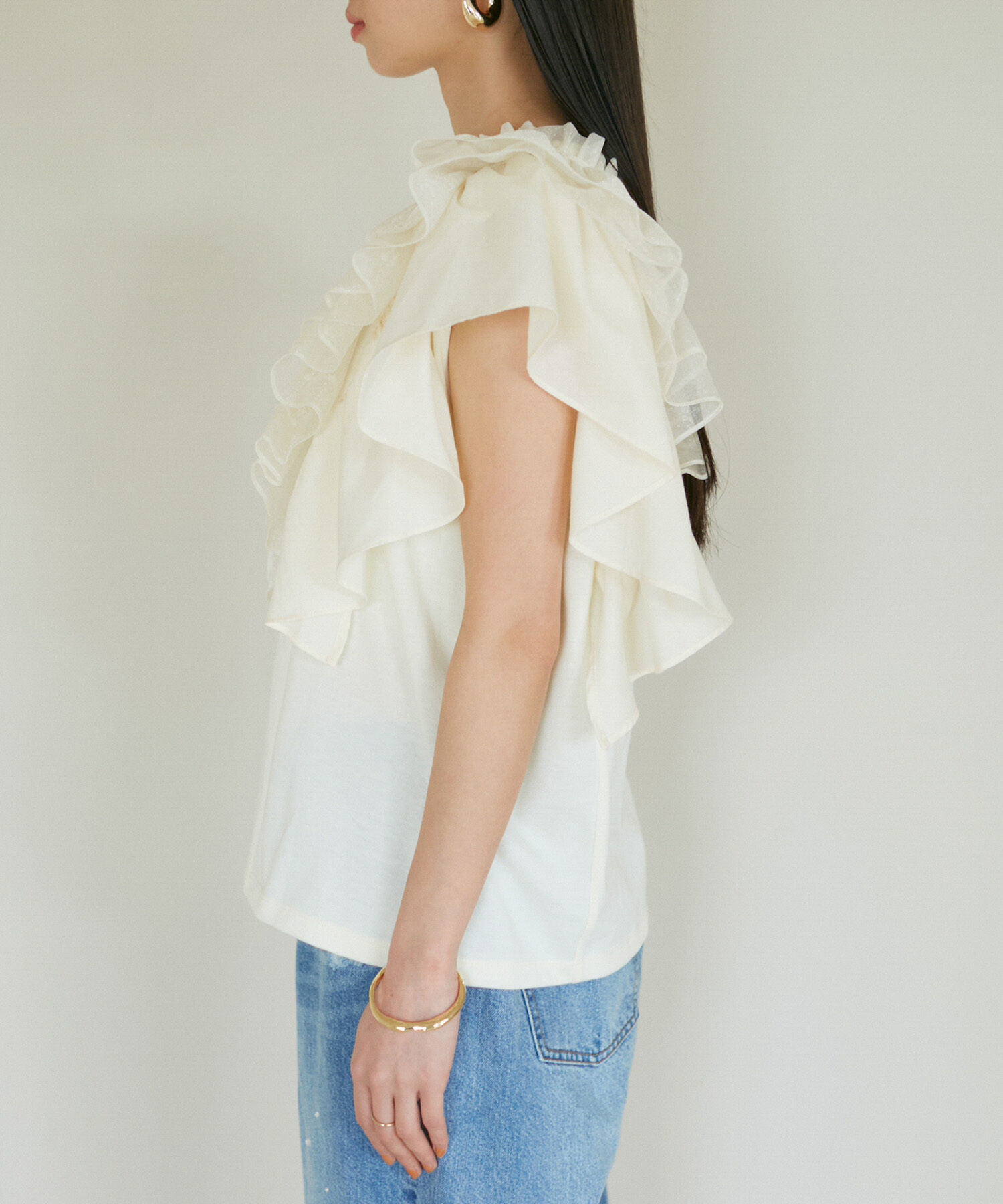 VIS「【SET】サッシュ付きフリルドッキングプルオーバー」|Tシャツ・カットソー|