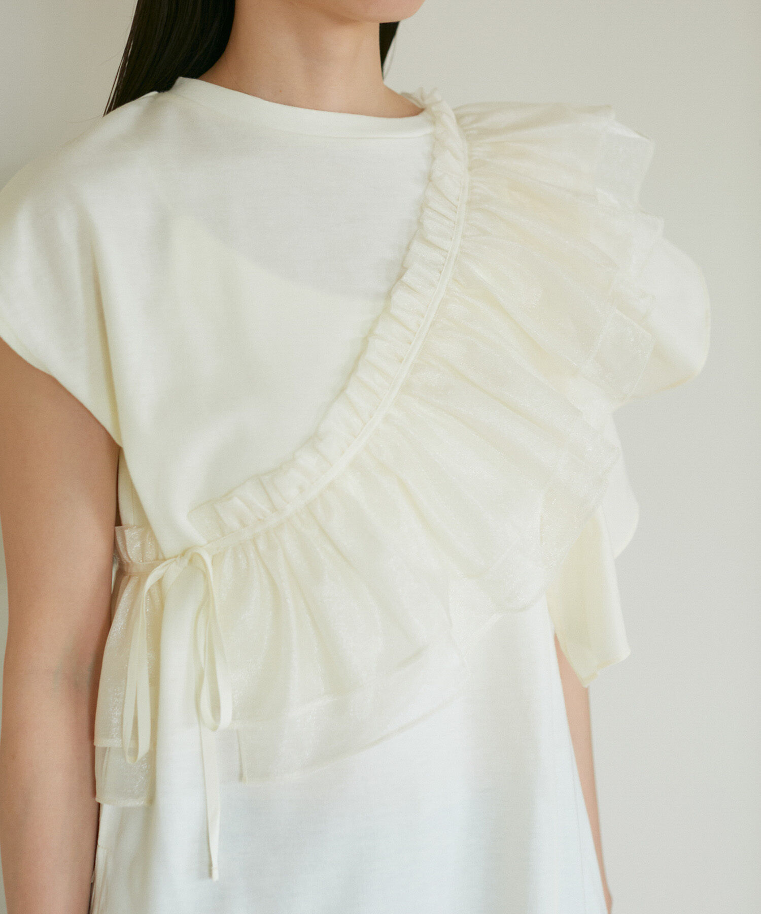 VIS「【SET】サッシュ付きフリルドッキングプルオーバー」|Tシャツ・カットソー|