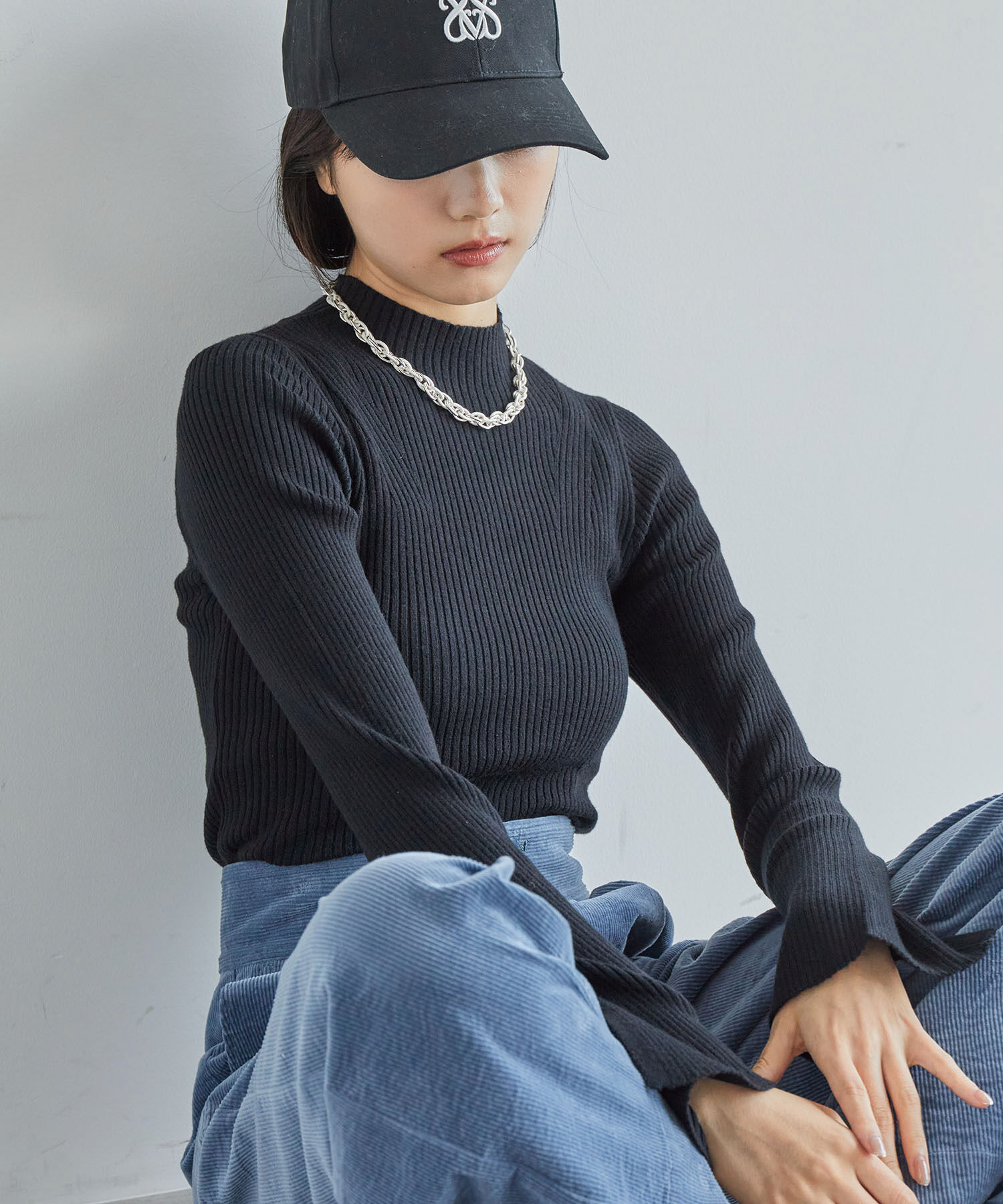 VIS「【新色追加】リブニットプチハイネックプルオーバー【低身長向けサイズ有】」|ニット・セーター|